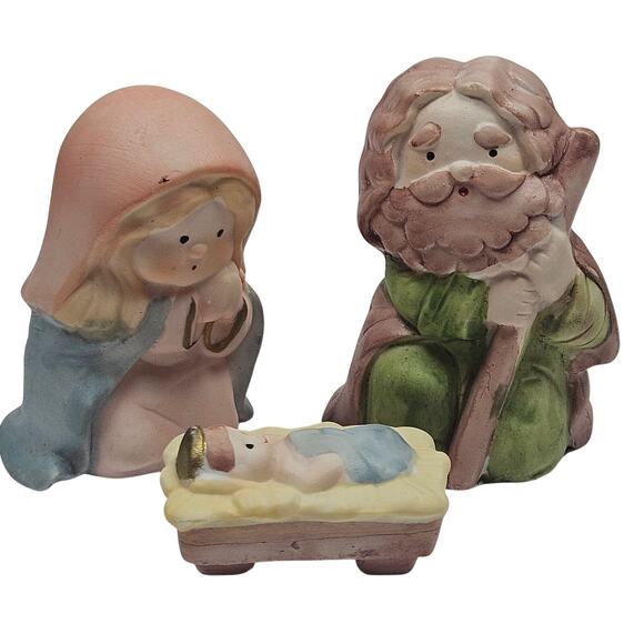 Vintage 9 Piece Nativity Scene Porcelain Hand-painted Joseph Mary Jesus sheep - Picture 2 of 5